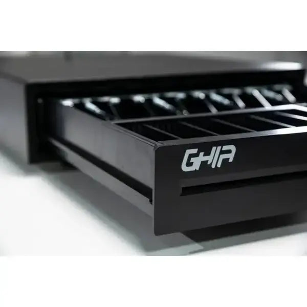 CAJON DE DINERO GHIA GCD481 / ACERO / 4 BILLETES / 8 MONEDAS / RJ11 / NEGRO - Digital Rabbit
