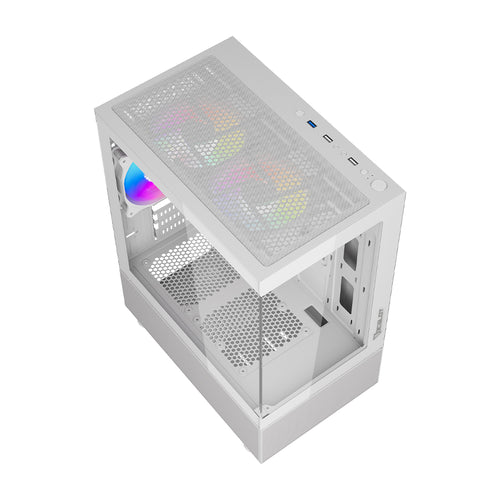 GABINETE OCELOT GAMING GLASS EW7 / MINI TOWER / M-ATX / ITX / PANEL LATERAL Y FRONTAL DE CRISTAL TEMPLADO / INCLUYE 3 VENTILADORES / ENFRIAMIENTO LIQUIDO HASTA 240MM / GPU HASTA 315MM / COLOR BLANCO - Digital Rabbit