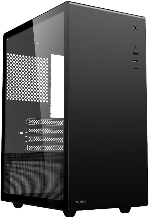 GABINETE ACTECK NEUSS PRO GI717 / MINI TORRE / MICRO ATX - ITX / PANEL LATERAL CRISTAL TEMPLADO - METAL / NEGRO / AC-935937 - Digital Rabbit