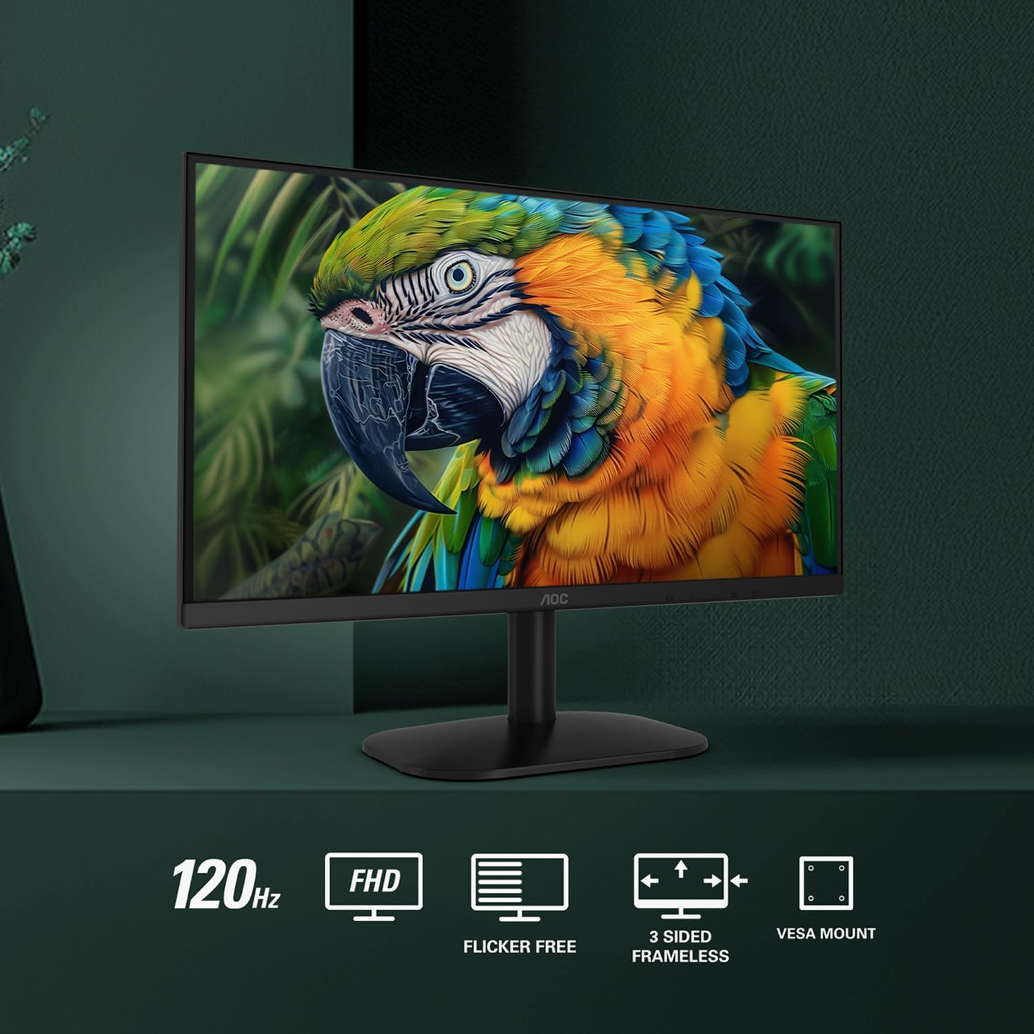 MONITOR LED AOC 27B35H3 | 27 PULGADAS | PANEL IPS | FULL HD 1920 X 1080 | 120HZ | 1MS | 16:9 | HDMI | VGA | VESA 100 X 100 MM | 300 CD/M² | NEGRO | 27B35H3