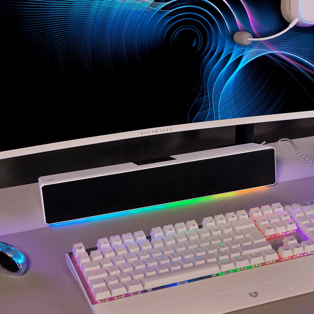BOCINA GAMER BALAM RUSH GLIMM BAR BG585 / INALAMBRICA / BLUETOOTH - CONEXION TWS 3.5 MM / RADIO FM - TF / SONIDO ESTEREO / 10 W / RECARGABLE / ILUMINACION LED