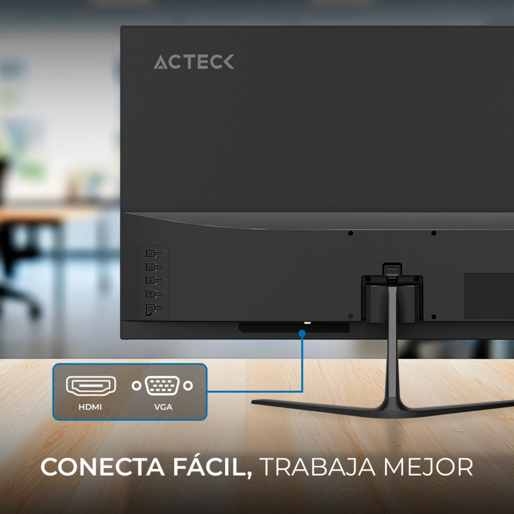 MONITOR ACTECK CAPTIVE VIVID SP270 | 27 PULGADAS | PANEL TN | FULL HD 1920 X 1080 | PLANO | 75HZ | 5MS | BISEL FINO | VGA | HDMI | NEGRO | AC-935845