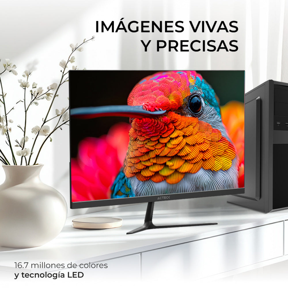MONITOR ACTECK CAPTIVE VIVID SP270 | 27 PULGADAS | PANEL TN | FULL HD 1920 X 1080 | PLANO | 75HZ | 5MS | BISEL FINO | VGA | HDMI | NEGRO | AC-935845
