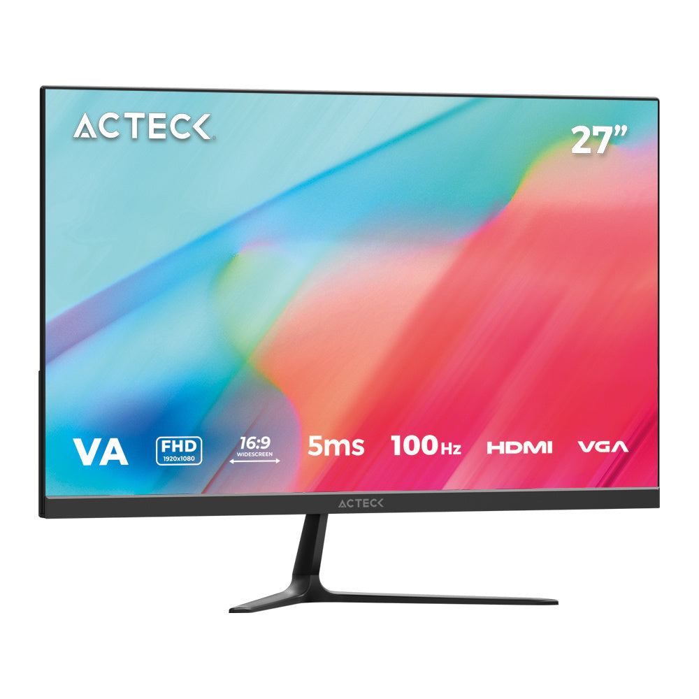 MONITOR ACTECK CAPTIVE VIVID SP270 | 27 PULGADAS | PANEL TN | FULL HD 1920 X 1080 | PLANO | 75HZ | 5MS | BISEL FINO | VGA | HDMI | NEGRO | AC-935845