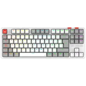 TECLADO MECANICO / BALAM RUSH / LEVEL PRO GK990 / INALAMBRICO / DONGLE USB- BT -USB C / ESPAÑOL / RED SWITCH OUTEMU / 88 TECLAS / TKL / RGB / RECARGABLE / BLANCO-GRIS / BR-940375