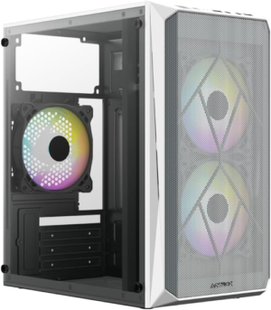 GABINETE ACTECK DOOM GI630 / MINI TORRE / MICRO ATX - MINI ITX / FUENTE DE PODER 500W / PANEL ACRILICO / 3 VENTILADORES FRGB INCLUIDOS / BLANCO / AC-935746