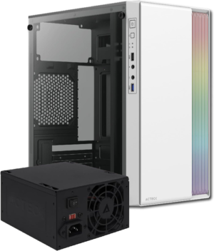 GABINETE ACTECK FUSION II GI440 / MINI TORRE / MICRO ATX / MINI ITX / FUENTE DE PODER 500W / PANEL ACRILICO / METAL / BLANCO / AC-935760