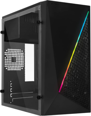 GABINETE ACTECK KIOTO GC460 / MINI TORRE / MICRO ATX / MINI ITX / FUENTE 500W / ILUMINACION RGB / PANEL ACRILICO / METAL / NEGRO / AC-933070