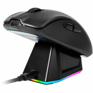 MOUSE GAME FACTOR MOW800 / WIRELESS 2.4G+BT / PIXART 3395 / 26,000 DPI / 4K HZ / RGB + BASE / ULTRALIGHT 56G / BLACK