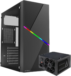 GABINETE ACTECK DRACO GM450 / MEDIA TORRE / ATX / MICRO ATX / MINI ITX / FUENTE 500W / PANEL CRISTAL TEMPLADO / METAL / NEGRO / AC-935715