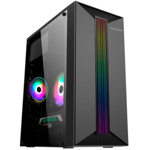 GABINETE MICRO TORRE QUARONI MICRO ATX / MINI ITX / 1USB 2.0 1USB 3.0 / RGB / PANEL ACRILICO / FUENTE 500 W / NEGRO / QCMT-09