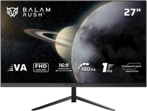 MONITOR GAMER / BALAM RUSH / TITAN MTG27Y / 27" / PLANO / 180 HZ / FHD / ILUMINACION RGB / 1 MS / HDMI / DP / FREESYNC / G-SYNC / NEGRO / BR-943000