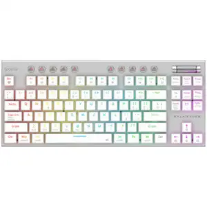 TECLADO GAMER / BALAM RUSH / DOMINATE EXPERT GK959 / INALAMBRICO DUAL / MECANICO / RGB / 87 TECLAS / TKL / SWITCH BROWN / BT 5.0 / BLANCO / BR-940412
