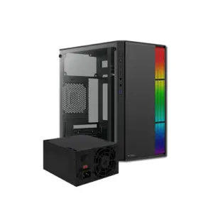 GABINETE ACTECK FUSION II GI440 / MICRO TORRE / MICRO ATX / MINI ITX / FUENTE 500W / ILUMINACION RGB / PANEL ACRILICO / METAL / NEGRO / AC-935753